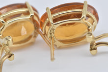 Load image into Gallery viewer, 14K Oval Citrine Ornate French Clip Statement Earrings Yellow Gold