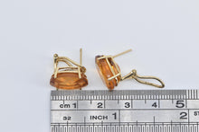 Load image into Gallery viewer, 14K Oval Citrine Ornate French Clip Statement Earrings Yellow Gold