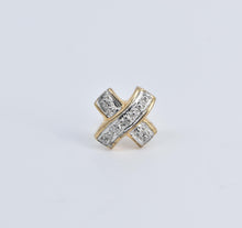 Load image into Gallery viewer, Sterling Silver Gold Plated Diamond X Criss Cross Single Stud Earring