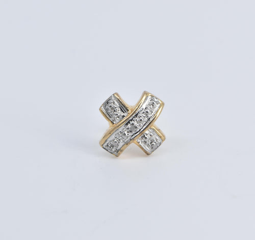 Sterling Silver Gold Plated Diamond X Criss Cross Single Stud Earring