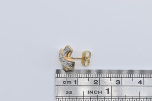 Sterling Silver Gold Plated Diamond X Criss Cross Single Stud Earring
