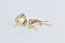 Load image into Gallery viewer, 14K Tanzanite Diamond French Clip Hoop Earrings Yellow Gold