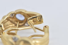 Load image into Gallery viewer, 14K Tanzanite Diamond French Clip Hoop Earrings Yellow Gold