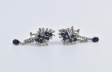 Load image into Gallery viewer, 14K Sapphire Natural Diamond Statement Cluster Earrings White Gold