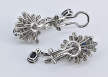 Load image into Gallery viewer, 14K Sapphire Natural Diamond Statement Cluster Earrings White Gold