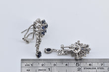 Load image into Gallery viewer, 14K Sapphire Natural Diamond Statement Cluster Earrings White Gold
