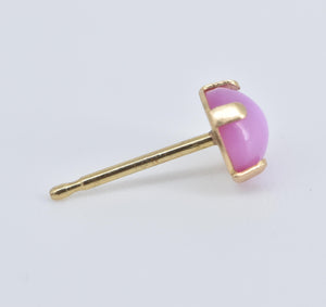 14K Vintage Syn. Pink Sapphire Single Stud Earring Yellow Gold