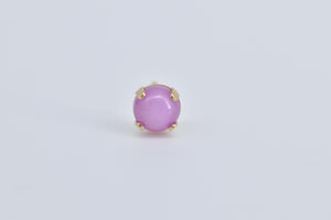 14K Vintage Syn. Pink Sapphire Single Stud Earring Yellow Gold