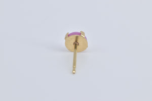 14K Vintage Syn. Pink Sapphire Single Stud Earring Yellow Gold