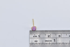 14K Vintage Syn. Pink Sapphire Single Stud Earring Yellow Gold