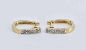 14K 0.32 Ctw Diamond Oval Fashion Hoop 15.8mm Earrings Yellow Gold