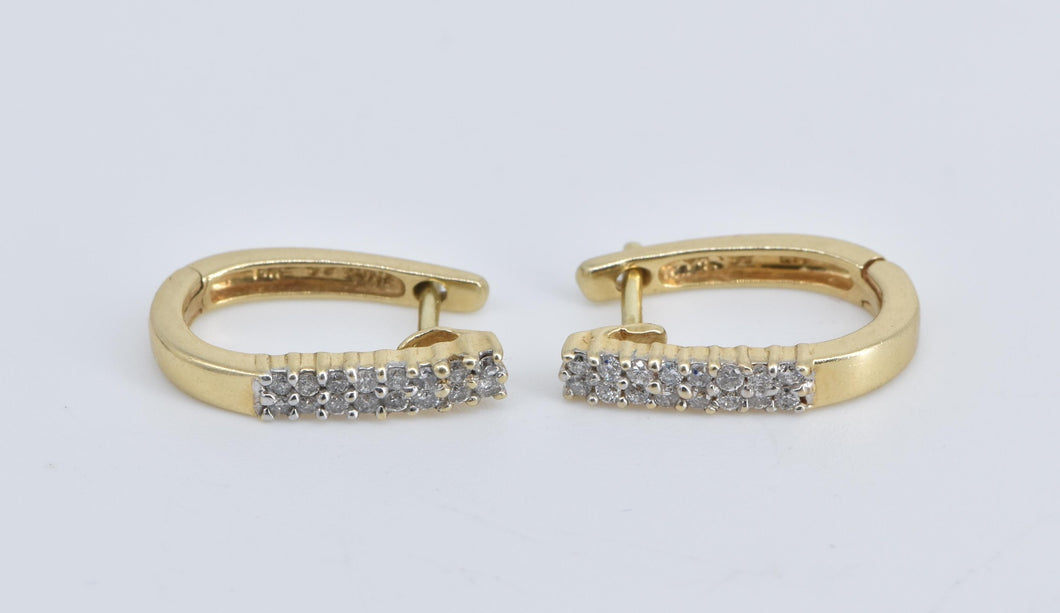 14K 0.32 Ctw Diamond Oval Fashion Hoop 15.8mm Earrings Yellow Gold