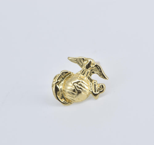 14K United States Marine Corps USMC Single Stud Earring Yellow Gold