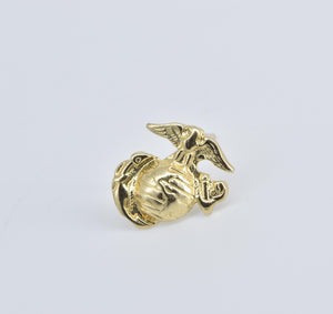14K United States Marine Corps USMC Single Stud Earring Yellow Gold