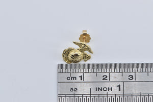14K United States Marine Corps USMC Single Stud Earring Yellow Gold