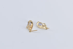 10K Oval Tanzanite CZ Accent Curved Stud Earrings Yellow Gold