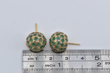 Load image into Gallery viewer, 14K Emerald Encrusted Round Vintage Stud Earrings Yellow Gold
