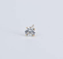 Load image into Gallery viewer, 10K Round Solitaire Classic Single CZ Stud Earring Yellow Gold