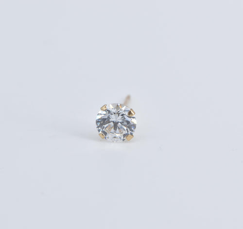 10K Round Solitaire Classic Single CZ Stud Earring Yellow Gold