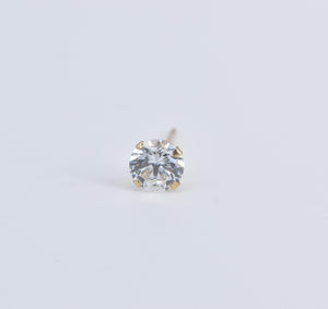 10K Round Solitaire Classic Single CZ Stud Earring Yellow Gold