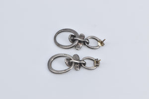 Sterling Silver 18k Gold Accent Dogwood Flower Circle Dangle Earrings