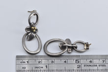 Load image into Gallery viewer, Sterling Silver 18k Gold Accent Dogwood Flower Circle Dangle Earrings