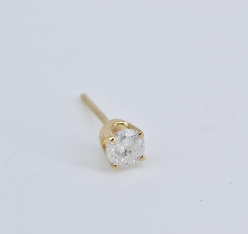 14K 0.25 Ct Natural Diamond Solitaire Stud Earring Yellow Gold