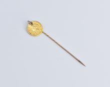 Load image into Gallery viewer, 9K 1849 Type One $1 One Dollar Gold Coin Stick Pin Yellow Gold