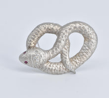 Load image into Gallery viewer, 14K Ornate Natural Diamond Ruby Eye Snake Serpent Pin/Brooch White Gold