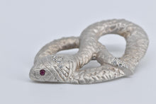 Load image into Gallery viewer, 14K Ornate Natural Diamond Ruby Eye Snake Serpent Pin/Brooch White Gold