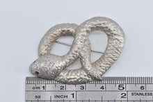 Load image into Gallery viewer, 14K Ornate Natural Diamond Ruby Eye Snake Serpent Pin/Brooch White Gold