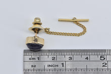 Load image into Gallery viewer, 14K Vintage Purple Goldstone Men&#39;s Tie Tack Pin/Brooch Yellow Gold