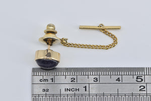 14K Vintage Purple Goldstone Men's Tie Tack Pin/Brooch Yellow Gold
