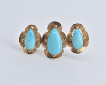 Load image into Gallery viewer, 18K Victorian Pear Tear Drop Turquoise Ornate Pin/Brooch Yellow Gold