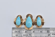 Load image into Gallery viewer, 18K Victorian Pear Tear Drop Turquoise Ornate Pin/Brooch Yellow Gold