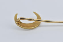 Load image into Gallery viewer, 14K Victorian Floral Enamel Crescent Moon Stick Pin Yellow Gold