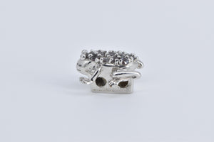 14K Encrusted Frog Toad Slide Bracelet Charm/Pendant White Gold