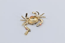 Load image into Gallery viewer, 14K Ornate Enamel Ordell Crab Cancer Zodiac Pendant Yellow Gold