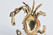 Load image into Gallery viewer, 14K Ornate Enamel Ordell Crab Cancer Zodiac Pendant Yellow Gold