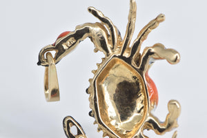 14K Ornate Enamel Ordell Crab Cancer Zodiac Pendant Yellow Gold