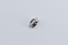 Load image into Gallery viewer, 14K Round Blue Topaz Ornate Slide Bracelet Charm/Pendant White Gold
