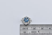 Load image into Gallery viewer, 14K Round Blue Topaz Ornate Slide Bracelet Charm/Pendant White Gold