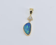 Load image into Gallery viewer, 14K Black Opal Diamond Accent Vintage Statement Pendant Yellow Gold