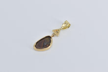 Load image into Gallery viewer, 14K Black Opal Diamond Accent Vintage Statement Pendant Yellow Gold