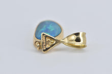 Load image into Gallery viewer, 14K Black Opal Diamond Accent Vintage Statement Pendant Yellow Gold
