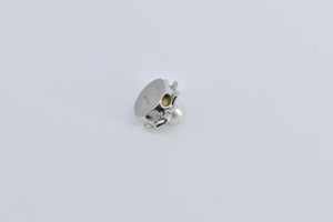 14K Pearl Flower Swirl Slide Bracelet Charm/Pendant White Gold