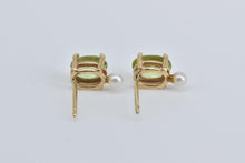 Load image into Gallery viewer, 14K Oval Peridot Seed Pearl Accent Stud Earrings Yellow Gold