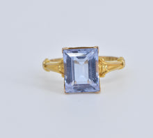 Load image into Gallery viewer, 10K Emerald Cut Lilac Quartz Ornate Statement Ring Yellow Gold