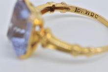 Load image into Gallery viewer, 10K Emerald Cut Lilac Quartz Ornate Statement Ring Yellow Gold