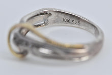 Load image into Gallery viewer, Sterling Silver Two Tone 10k Gold Diamond Wavy Band Ring
